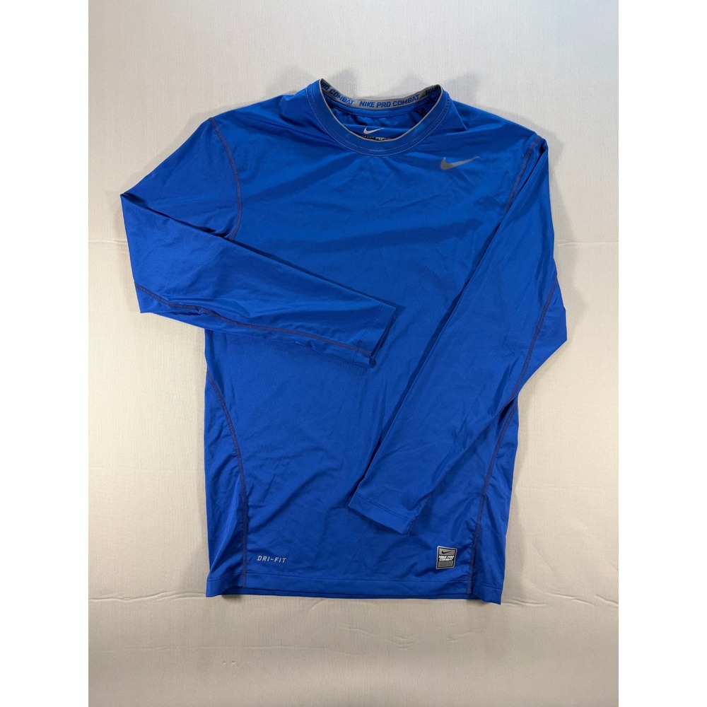 Nike Pro Combat Dri-FIT Compression Shirt Mens XL Blue Long Sleeve Training Top